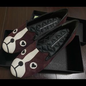 Marc by Marc Jacobs burgundy velvet dog flats